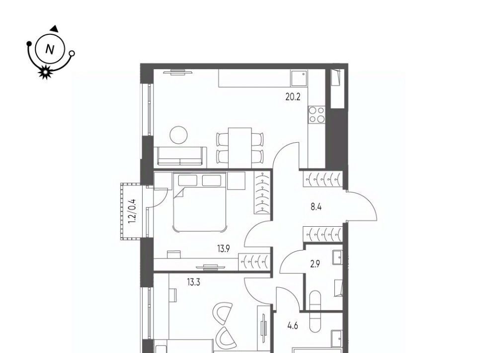 квартира г Омск р-н Кировский микрорайон Зелёная Река 14 фото 1