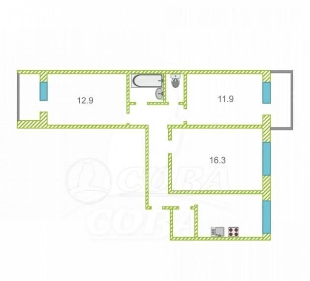 квартира г Тюмень р-н Калининский ул Ямская 75к/1 фото 15