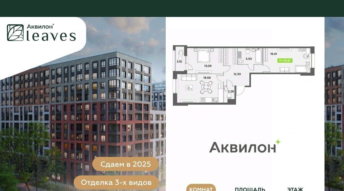квартира г Санкт-Петербург Звездная, Аквилон Ливз 2 жилой комплекс фото 1