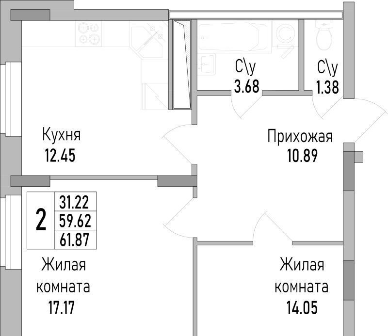 квартира г Воронеж р-н Коминтерновский пр-кт Труда 139к/2 фото 1