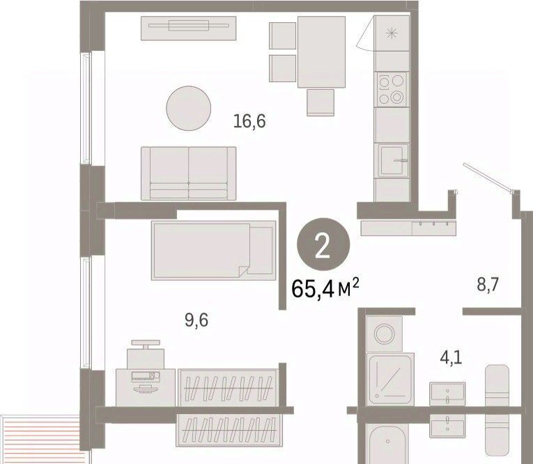 квартира г Омск р-н Кировский Кварталы Драверта ул. Б. Г. Шаронова, 9 фото 3
