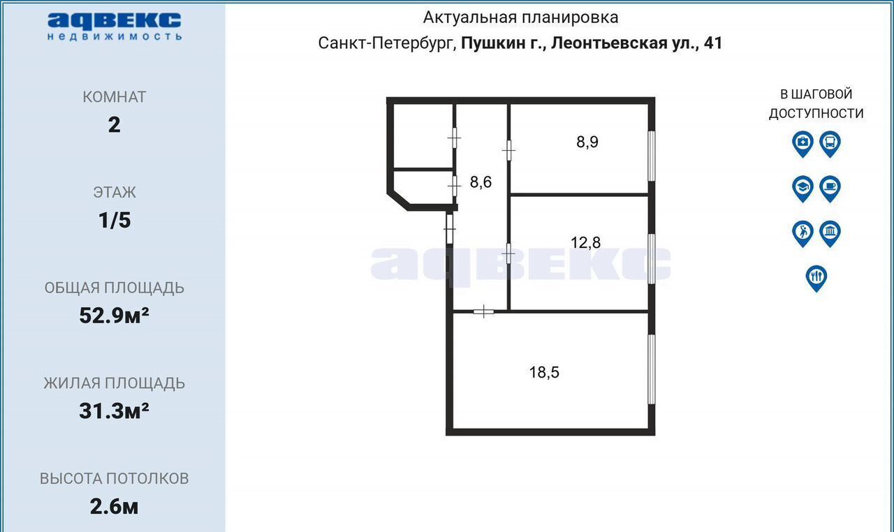 квартира г Пушкин ул Леонтьевская 41 р-н Пушкинский фото 12