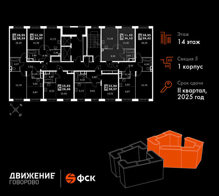 квартира г Щербинка квартал № 1 метро Говорово ЗАО район Солнцево № 3, жилой комплекс Движение. Говорово, к 1 фото 2