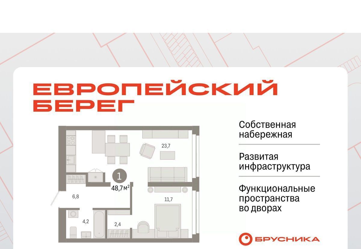 квартира г Новосибирск р-н Октябрьский микрорайон «Евроберег» Европейский Берег мкр фото 1