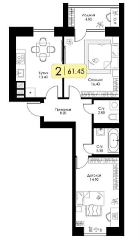 квартира г Смоленск п Одинцово р-н Ленинский д. 5, блок-секц. 1, 2, 3 фото 25