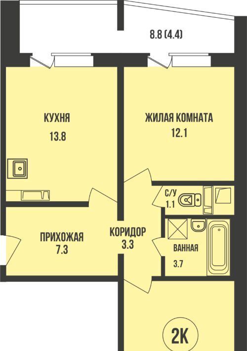 квартира г Новосибирск Заельцовская ул имени генерал-майора Рожкина А.Н. 9а фото 1