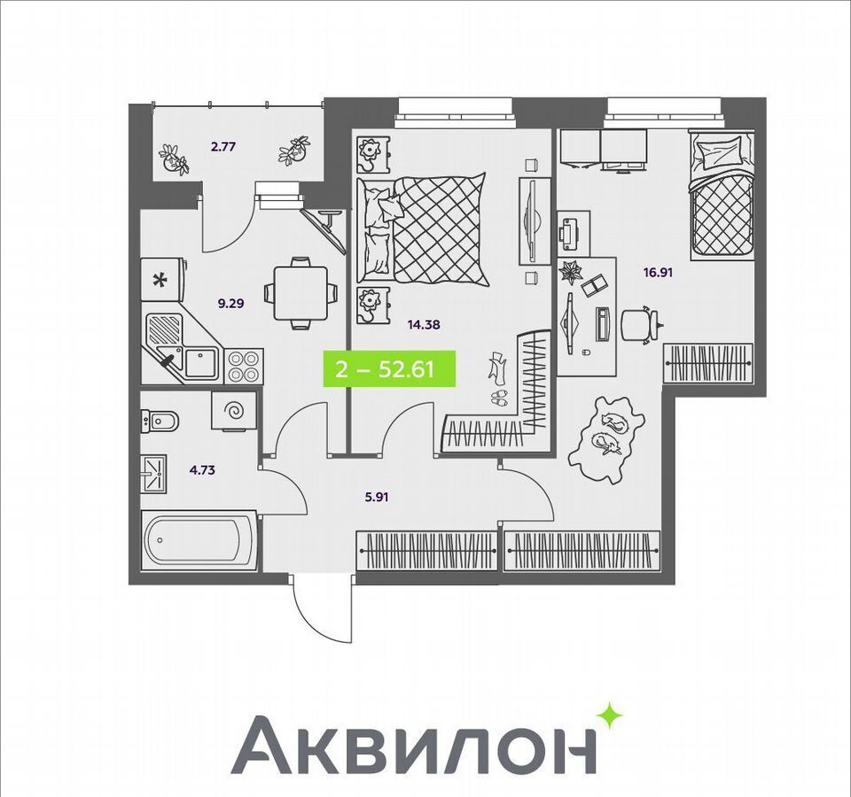 квартира г Архангельск р-н Соломбальский округ ул Валявкина 38 фото 1