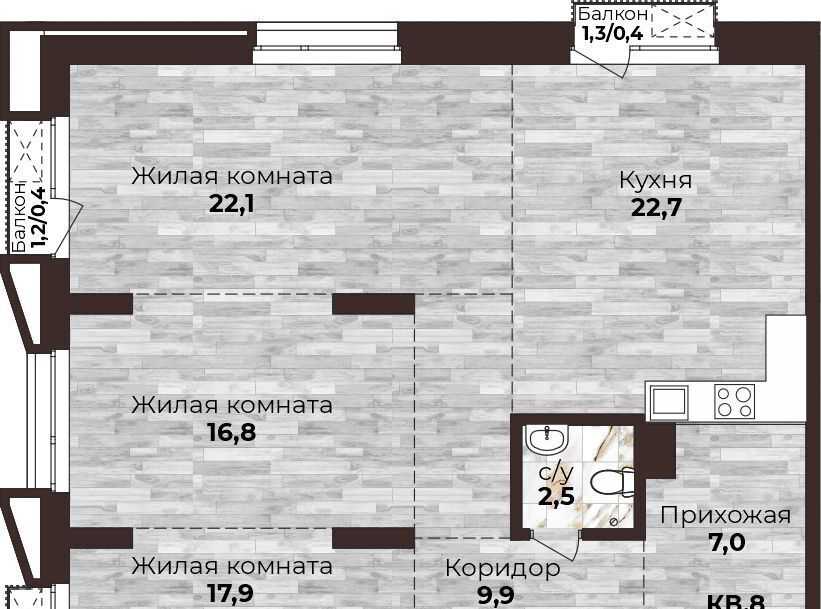 квартира г Барнаул р-н Центральный ул Нагорная 6-я 15г/12 фото 1