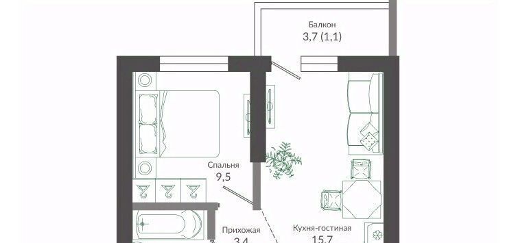 квартира г Сочи р-н Адлерский ул Искры 66/9к 7 фото 1