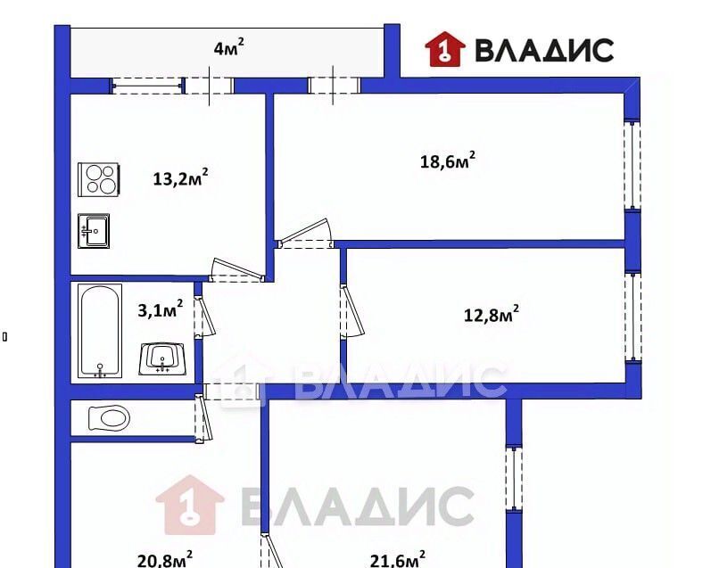 квартира г Брянск р-н Бежицкий ул Ново-Советская 38 фото 2