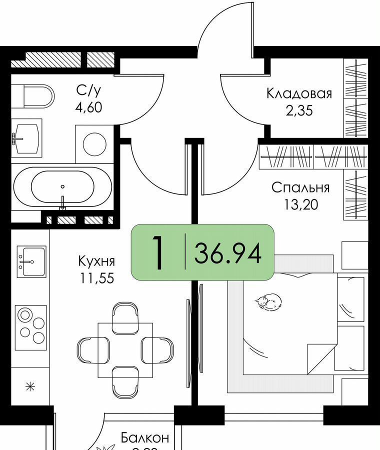 квартира г Смоленск р-н Ленинский ш Краснинское 4 блок-секция 1, 2, 3 фото 12