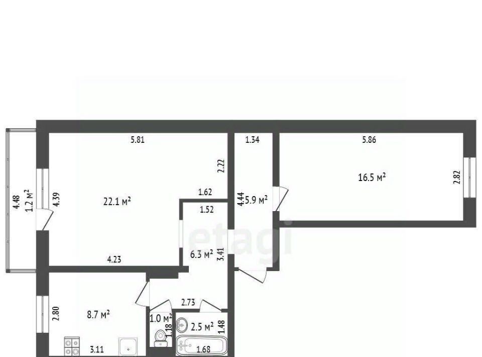 квартира г Чита р-н Ингодинский ул Ярославского 62 фото 2
