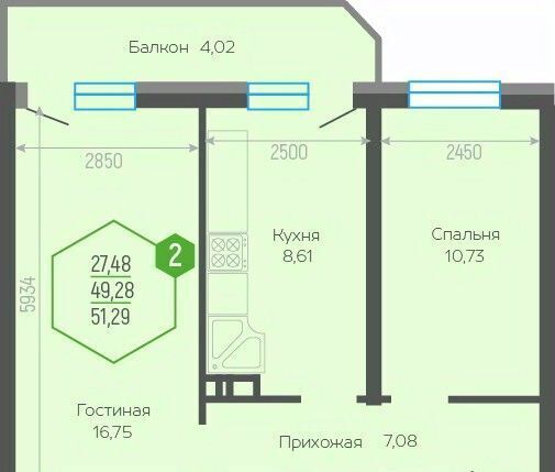 квартира г Краснодар р-н Прикубанский ул Черкасская 58/2 фото 1