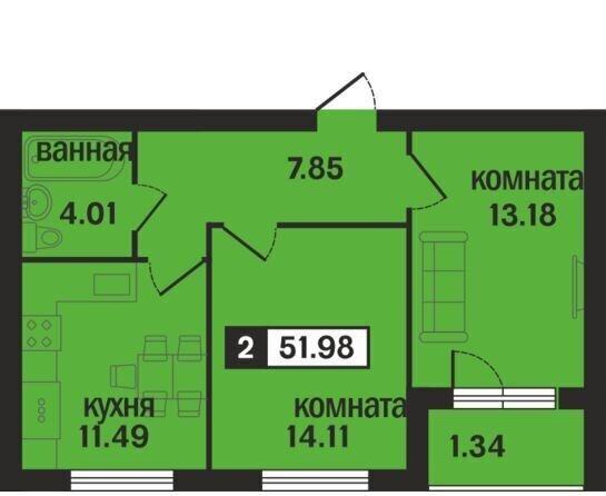 квартира г Муром в 600 метрах на северо-запад от с. Дмитриевская Слобода, д. 1 фото 7