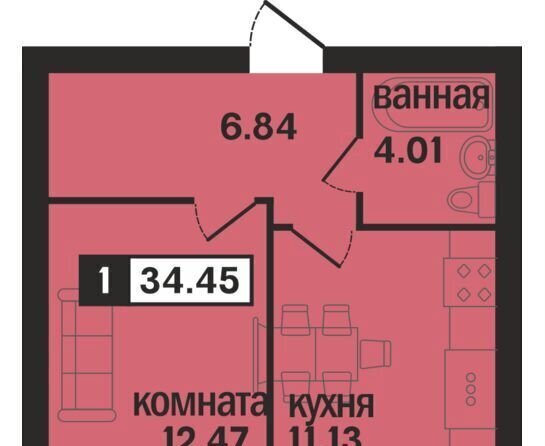 квартира г Муром в 600 метрах на северо-запад от с. Дмитриевская Слобода, д. 1 фото 11