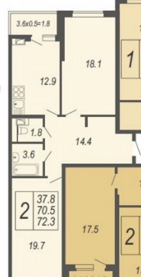 квартира г Краснодар р-н Прикубанский ул им. Адмирала Серебрякова 3к/1 фото 1