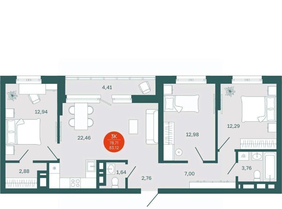 квартира г Тюмень р-н Ленинский ул Одесская 7к/2 фото 1