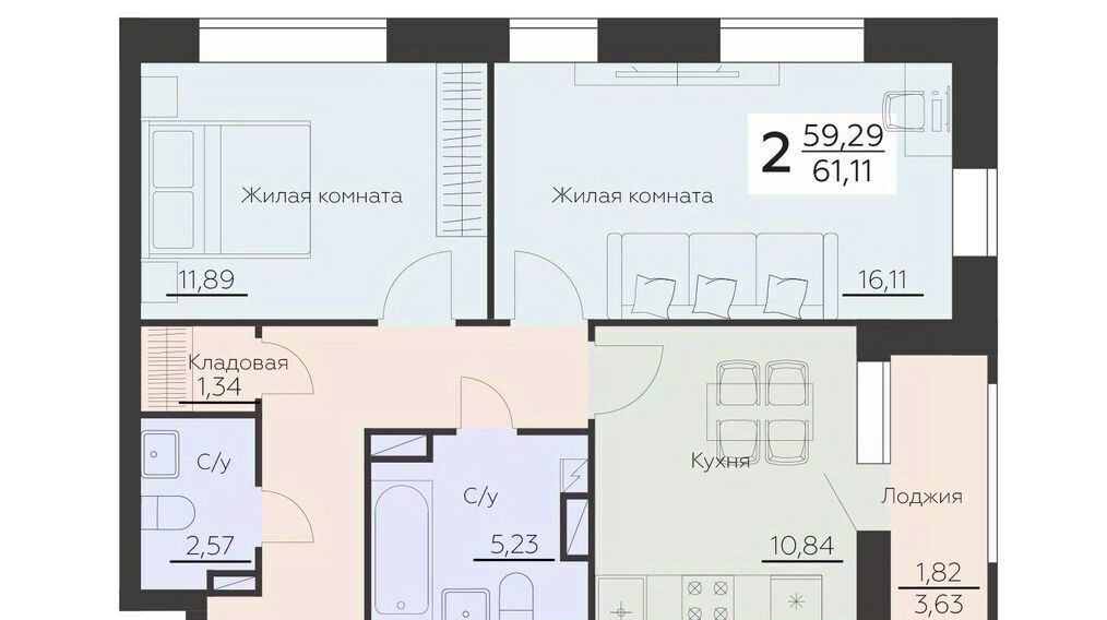 квартира г Воронеж р-н Левобережный ул Ленинградская 29б фото 1