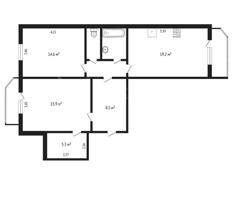 квартира г Тюмень ул Пермякова 72к/3 фото 16