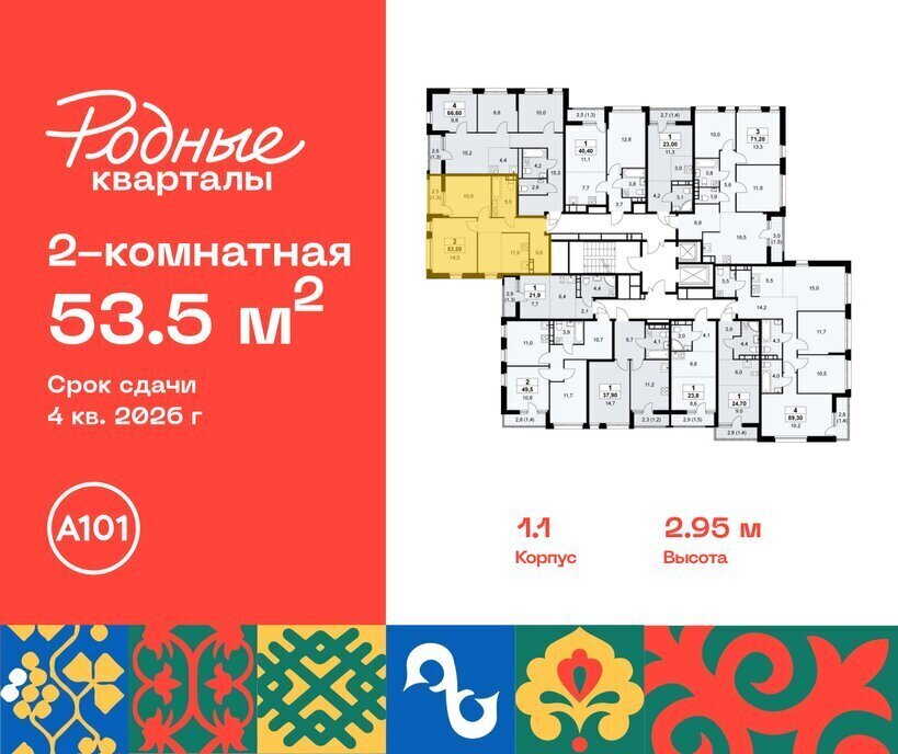 квартира г Щербинка ЖК «Родные кварталы» 1/2 ТиНАО Внуково Толстопальцево фото 2