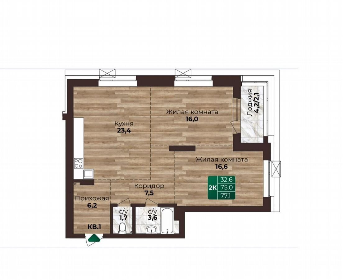 квартира г Барнаул р-н Центральный ул Нагорная 6-я 15г/12 фото 2