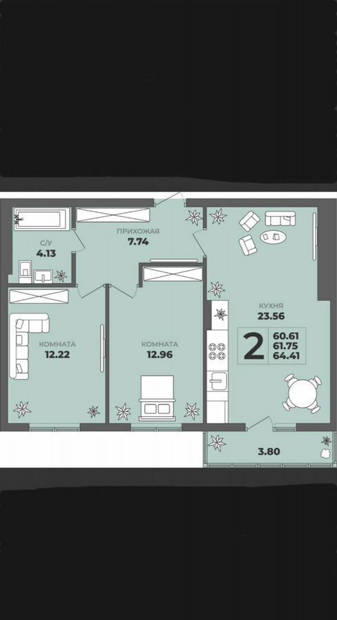 квартира г Калининград р-н Московский ул. Толстикова, д. 36, корп. 2 фото 2