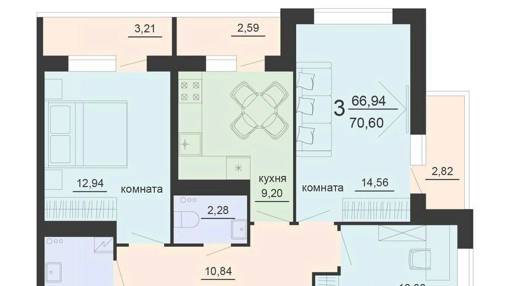 квартира г Воронеж р-н Железнодорожный ул Богдана Хмельницкого 45а фото 1