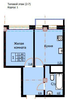 квартира г Ессентуки ул Галерейная ЖК «Резиденция на Курорте» поз. 1 фото 9