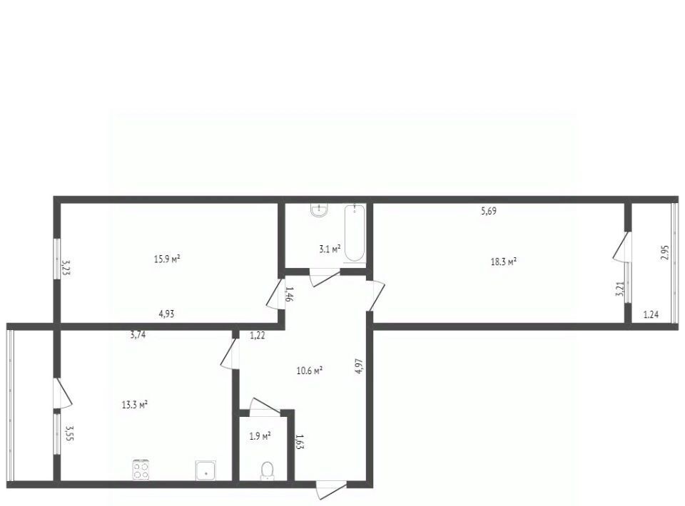 квартира г Благовещенск ул Кантемирова 17 2-й мкр фото 2