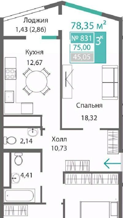 квартира г Симферополь р-н Киевский Крымская Роза фото 1