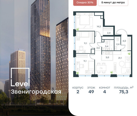 метро Хорошёво жилой комплекс Левел Звенигородская, к 2 фото