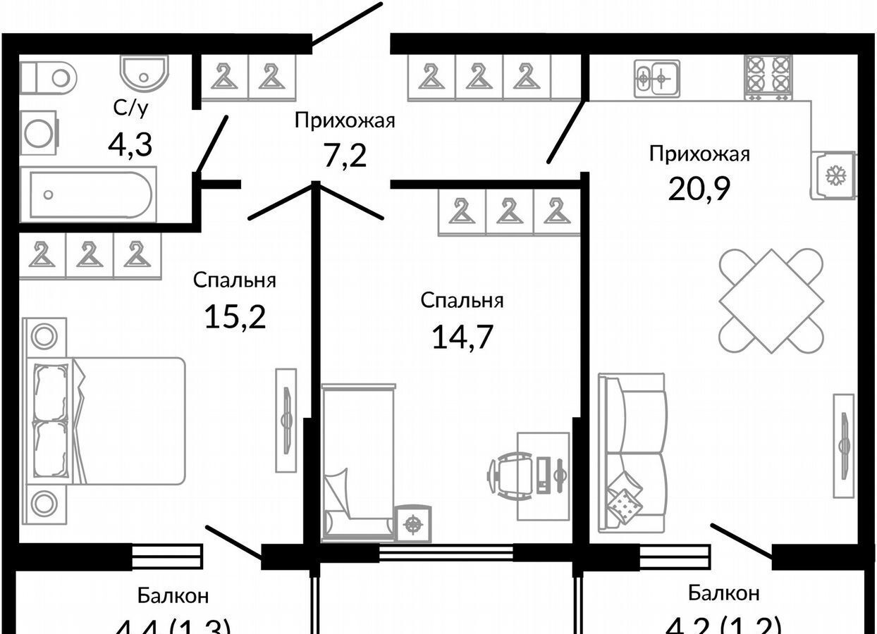 квартира г Ростов-на-Дону р-н Советский ул 339-й Стрелковой Дивизии 10а/18 фото 2