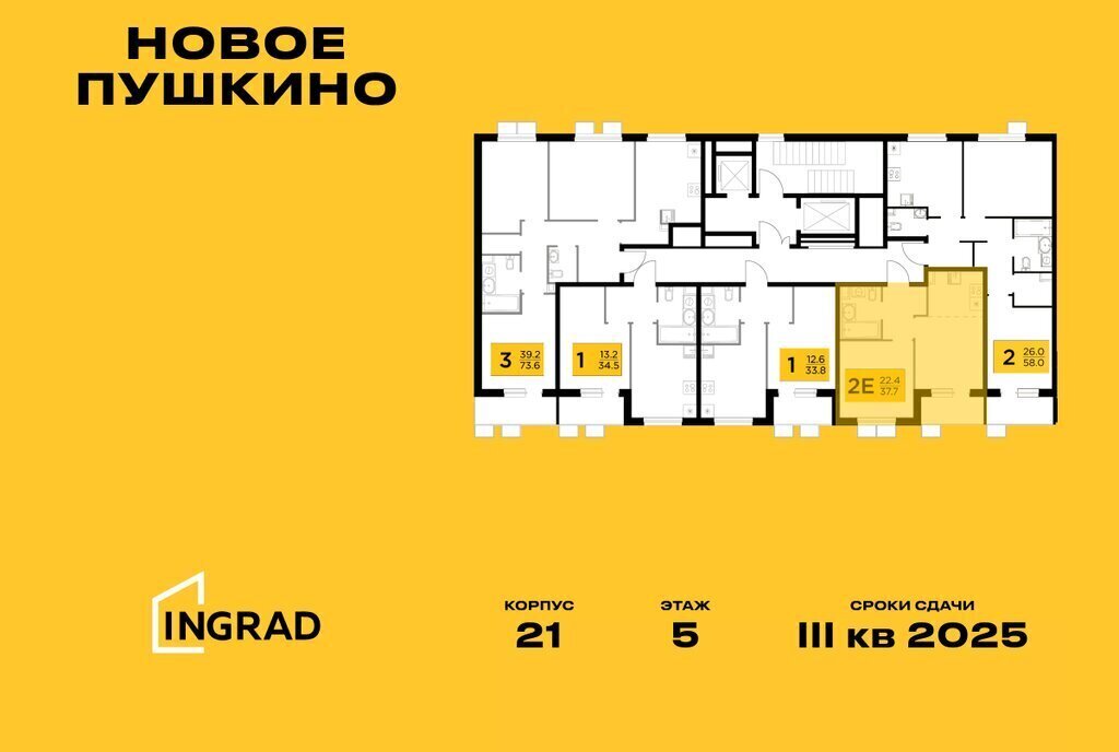 квартира г Пушкино микрорайон Новое, к 21, Бабушкинская фото 2