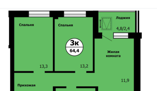квартира г Красноярск р-н Свердловский Тихие зори ул Лесников 51 фото 2