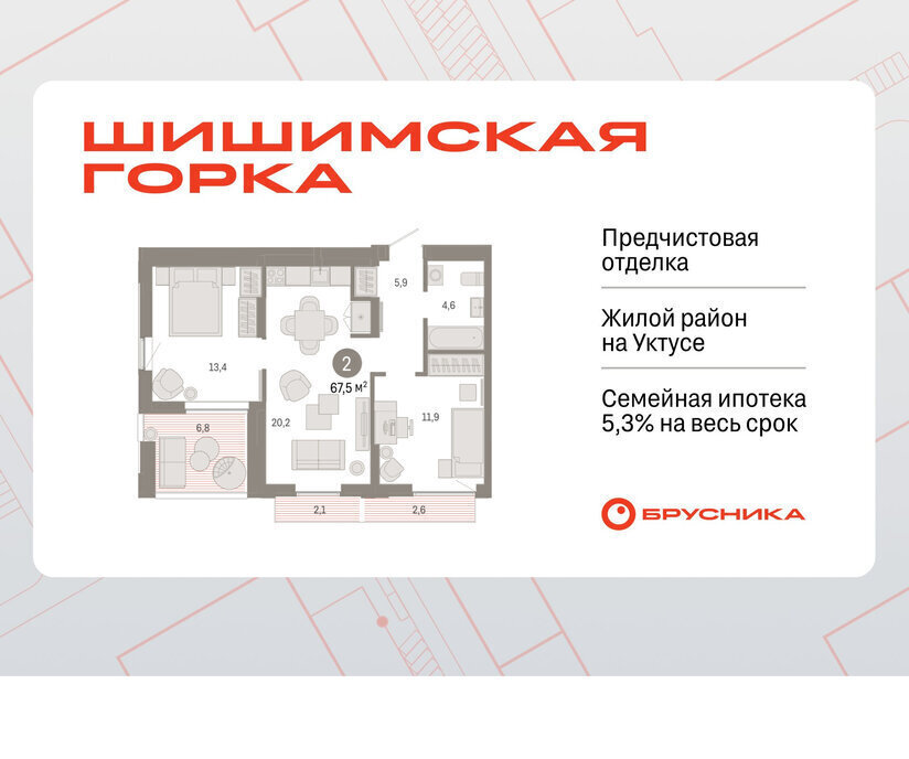 квартира г Екатеринбург р-н Чкаловский Ботаническая жилой район «Шишимская горка» улица Гастелло, 19А фото 1