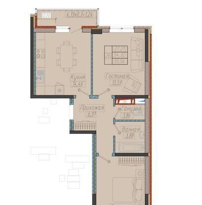 квартира г Краснодар р-н Прикубанский ул им. генерала Корнилова 9к/3 фото 17