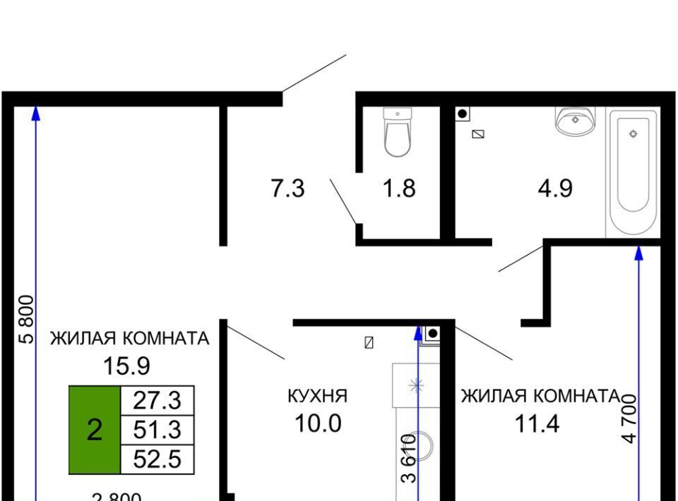 квартира г Краснодар р-н Прикубанский ЖК «Дыхание» фото 1