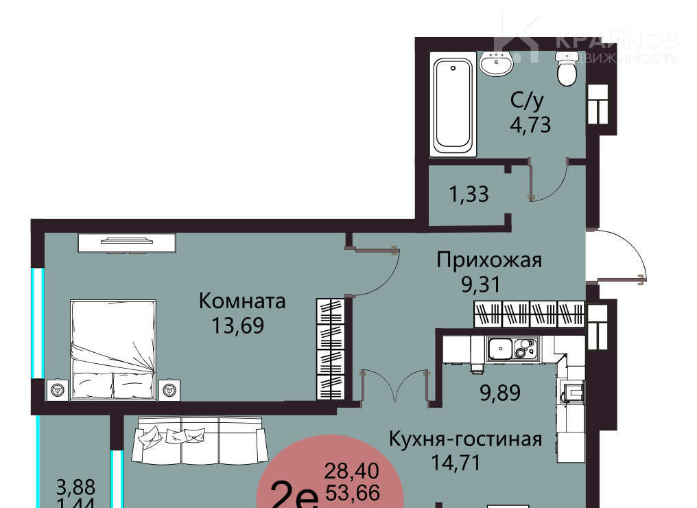 квартира г Воронеж р-н Советский Шилово ул Теплоэнергетиков 17/3 ЖК Молодёжный м-н фото 24