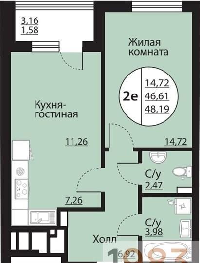 квартира г Воронеж р-н Центральный пр-кт Московский 138 ЖК «Бунин» фото 1