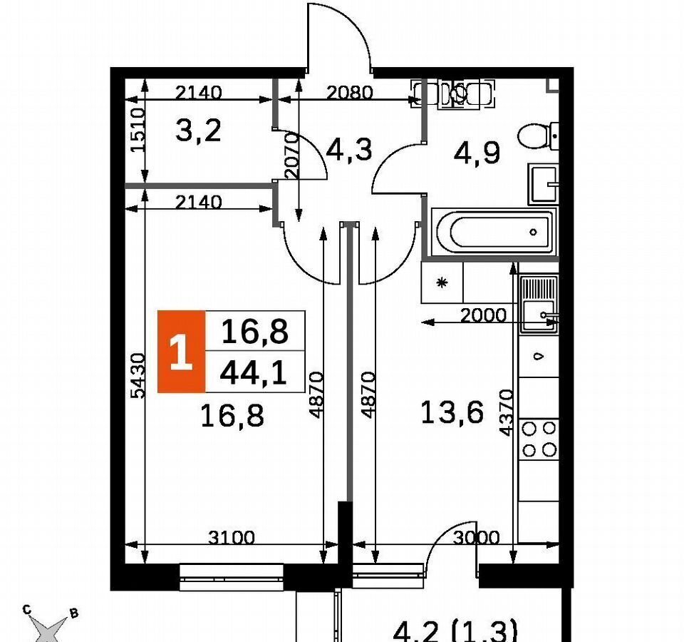 квартира г Обнинск р-н «Заовражье», кв-л 11, д. 4в фото 1