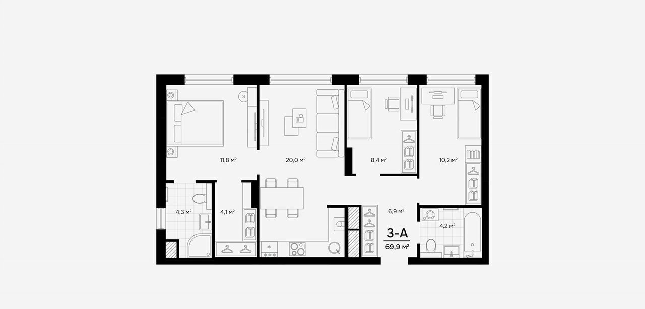 квартира г Астрахань р-н Кировский ул Куликова PROGRESS Альбион фото 4