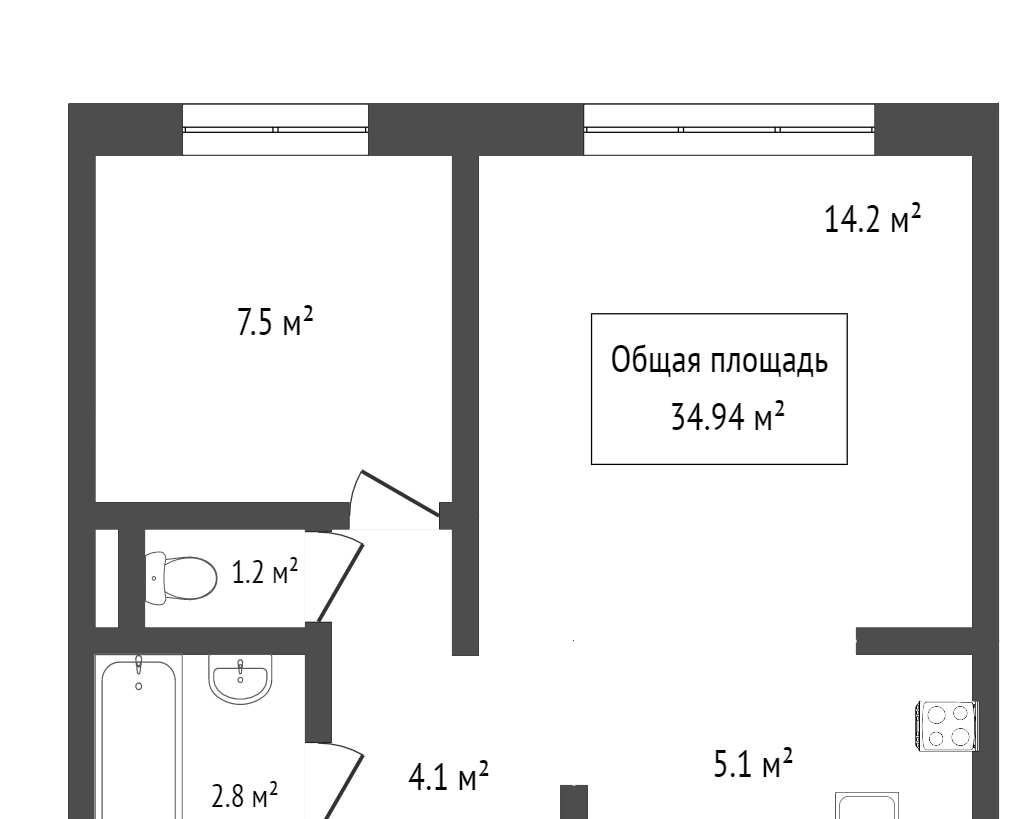 квартира г Томск Зелёные горки Юрия Ковалёва, 43а фото 18