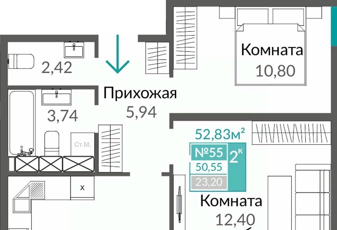 квартира г Симферополь р-н Киевский пр-кт Александра Суворова 105 фото 1