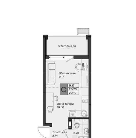 квартира г Краснодар п Березовый р-н Прикубанский ЖК «Молодежный-2» фото 3
