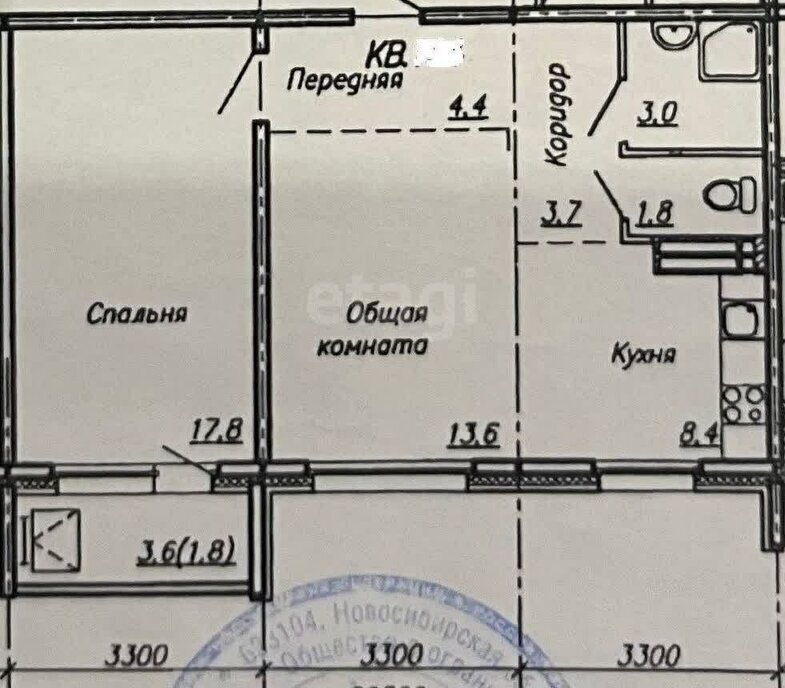 квартира г Новосибирск Октябрьская ул Кирова 322 фото 21