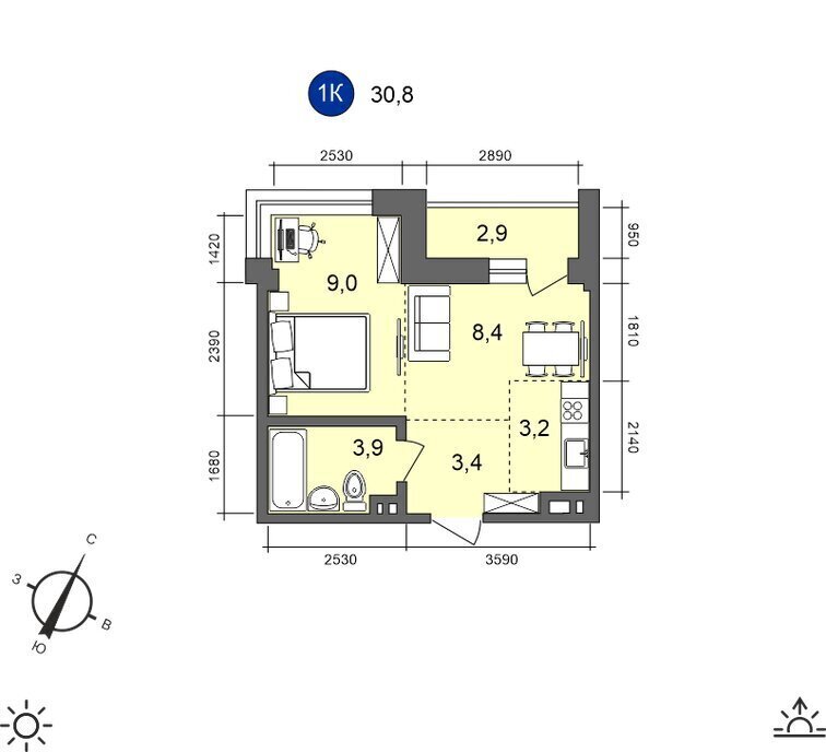 квартира г Иркутск ул Старо-Кузьмихинская 36/1 фото 1