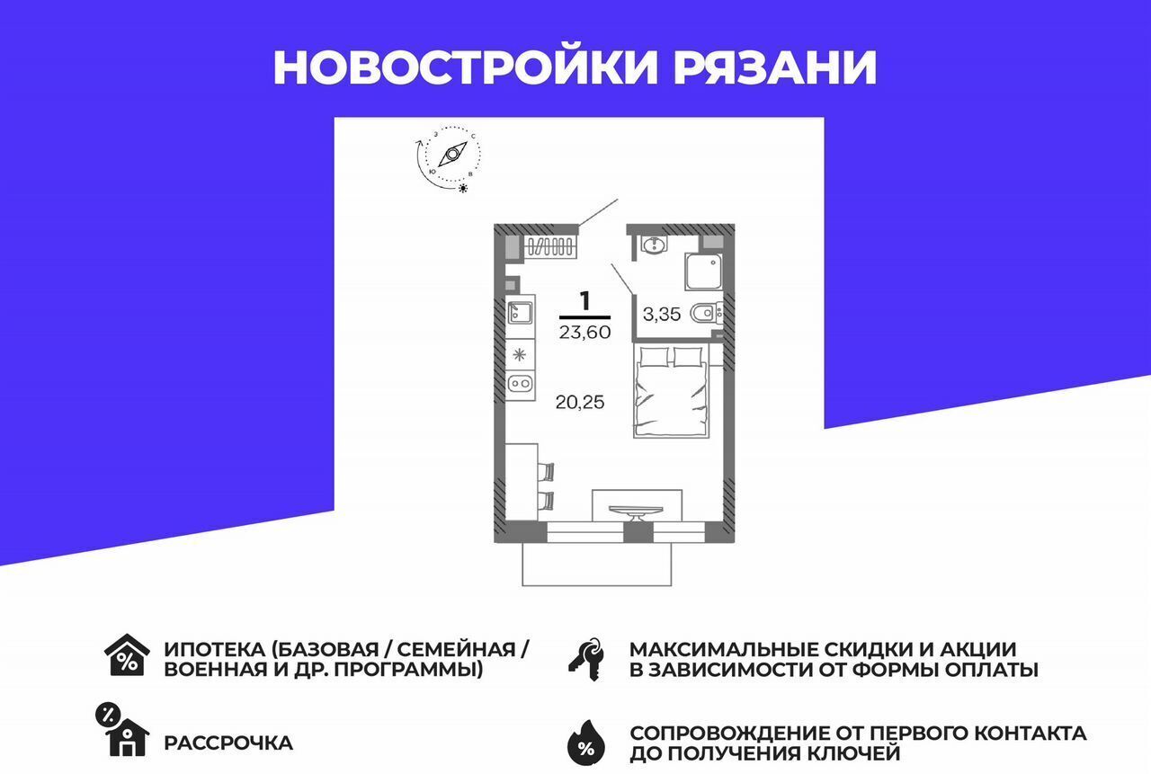 квартира г Рязань р-н Октябрьский ул Зубковой 1 фото 1