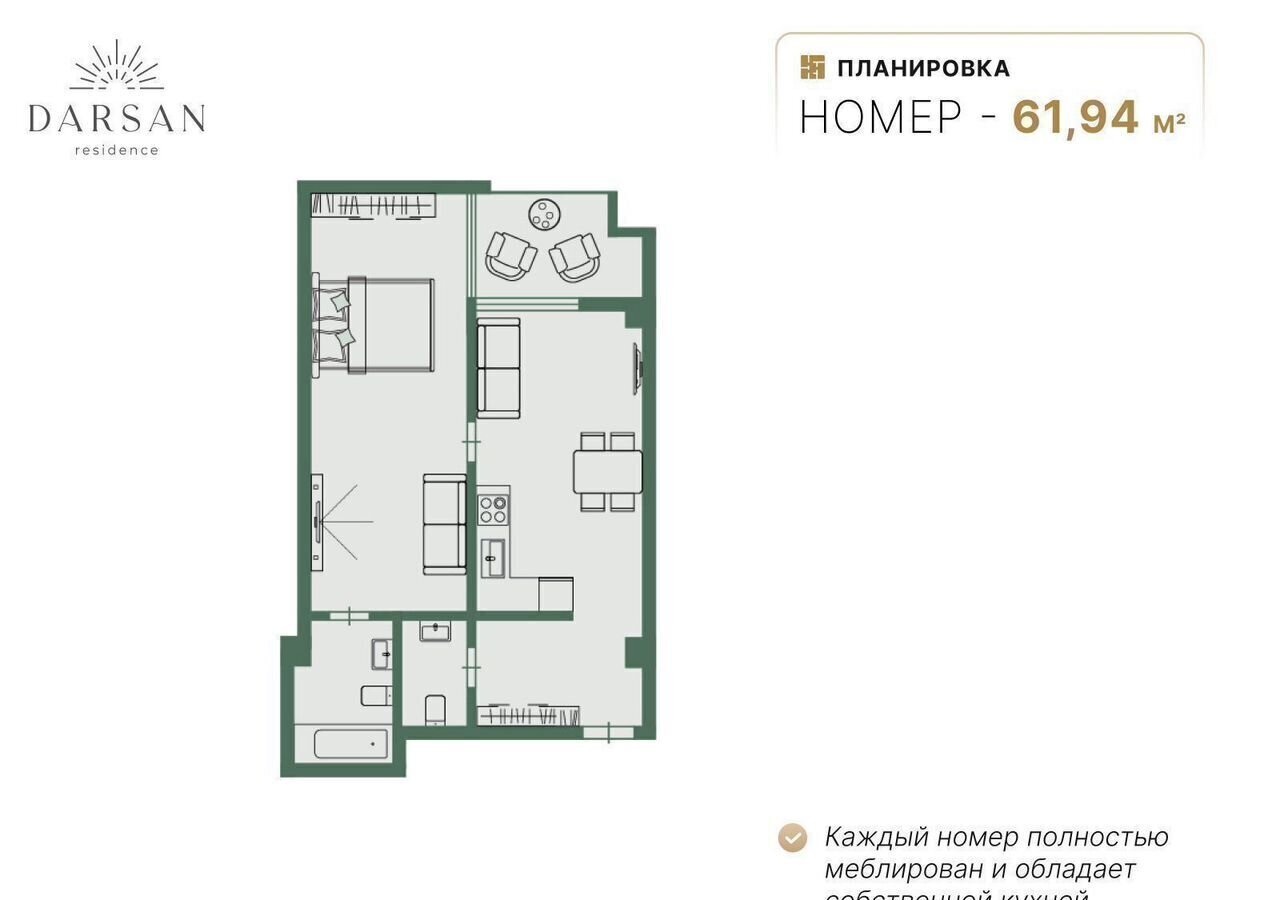 квартира г Ялта ул Войкова 39а МФК «Резиденция Дарсан» корп. 2 фото 2