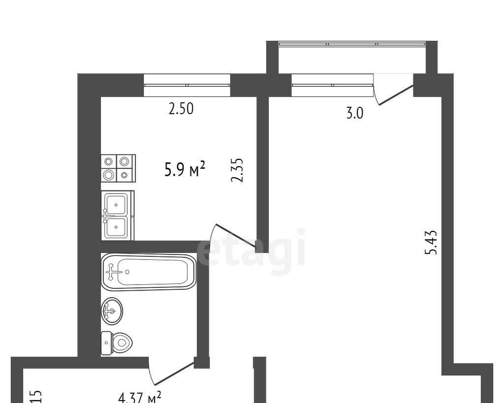квартира г Омск ул Ишимская 22 Московка 22 Ишимская фото 18