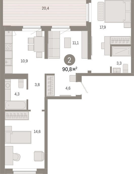 квартира г Тюмень ул Мысовская 26к/2 фото 2